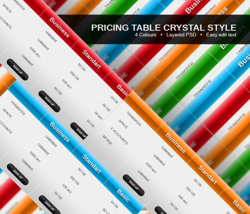 Template Image for Pricing Tables Crystal Style - 30022