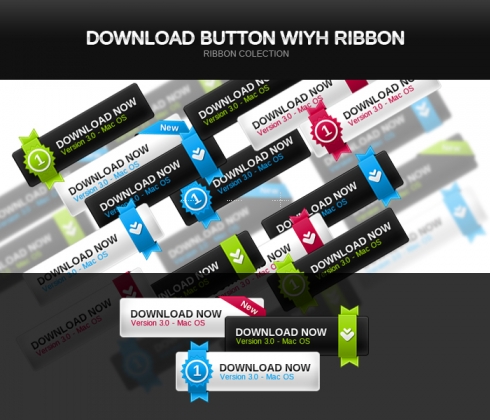 Template Image for Download Buttons with Ribbons - 30023