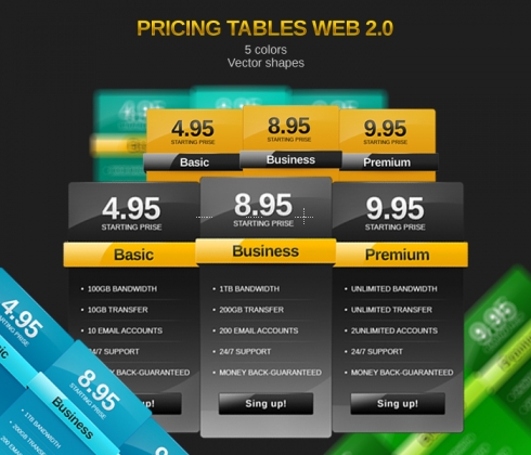 Template Image for Gold Pricing Tables - 30029