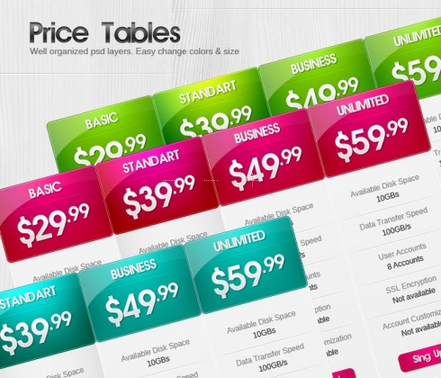Template Image for Glossy Price Tables - 30164