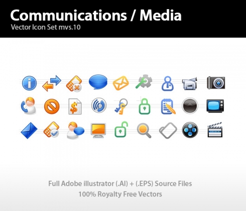 Template Image for Communications & Media Icons - 30208