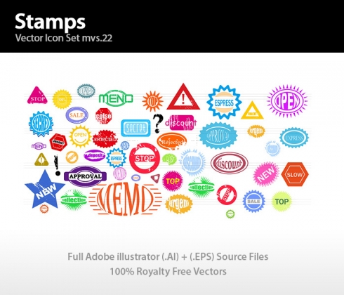 Template Image for Stamps & Labels Icons - 30220