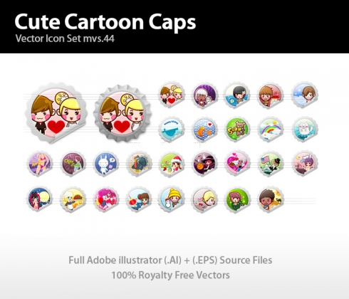 Template Image for Cute Cartoon Caps Vector - 30242