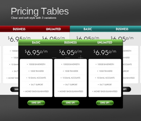 Template Image for Straight Pricing Tables - 30342